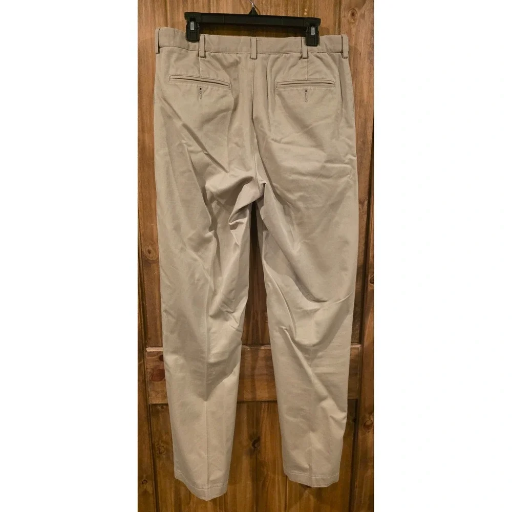 Land's End Dress Pants Mens 33 Khaki Pleated Front Traditional Fit‎ Straight Leg